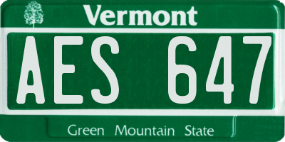 VT license plate AES647
