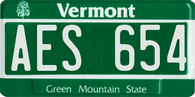 VT license plate AES654
