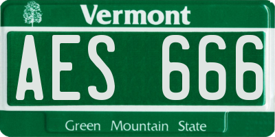 VT license plate AES666