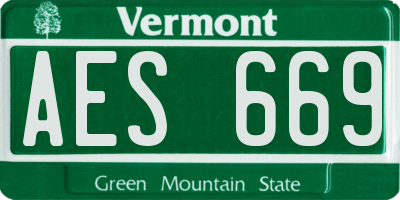 VT license plate AES669