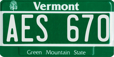 VT license plate AES670