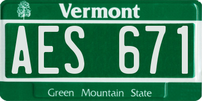 VT license plate AES671