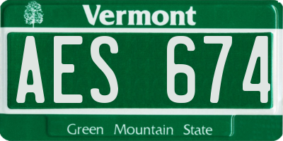 VT license plate AES674