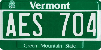 VT license plate AES704