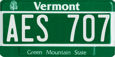 VT license plate AES707