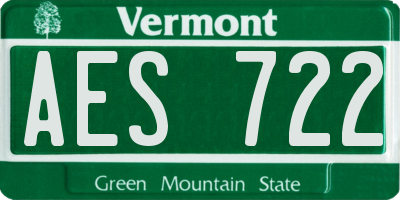 VT license plate AES722