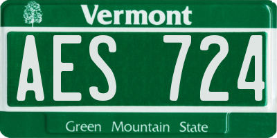 VT license plate AES724