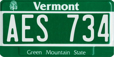 VT license plate AES734