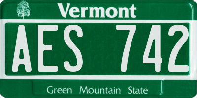 VT license plate AES742