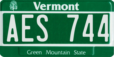 VT license plate AES744