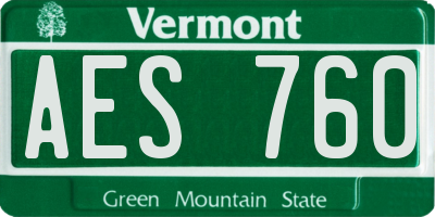 VT license plate AES760