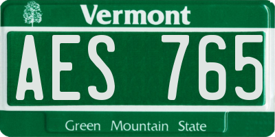 VT license plate AES765