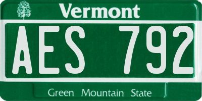 VT license plate AES792