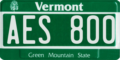 VT license plate AES800