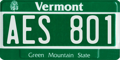 VT license plate AES801