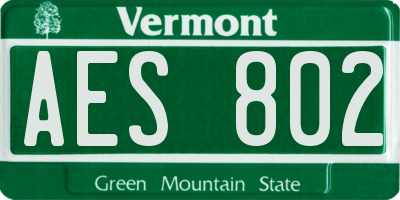 VT license plate AES802