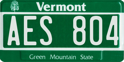 VT license plate AES804