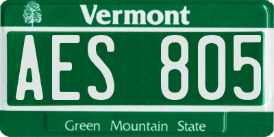 VT license plate AES805