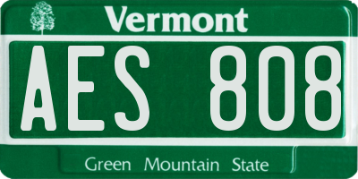 VT license plate AES808