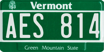 VT license plate AES814