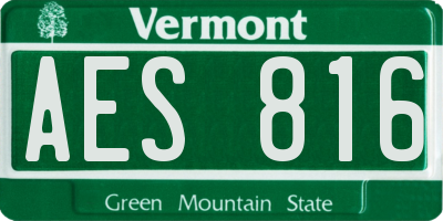 VT license plate AES816