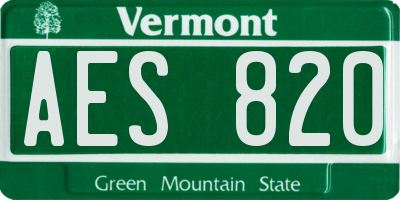 VT license plate AES820