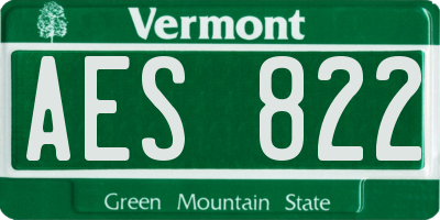 VT license plate AES822