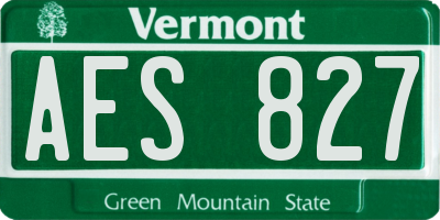 VT license plate AES827