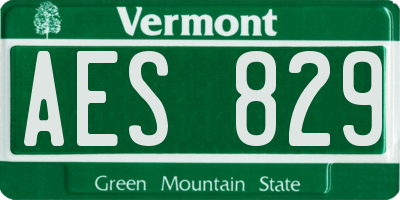 VT license plate AES829