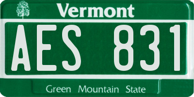 VT license plate AES831