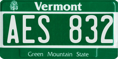 VT license plate AES832