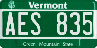 VT license plate AES835