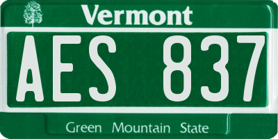 VT license plate AES837