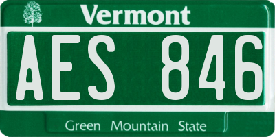VT license plate AES846