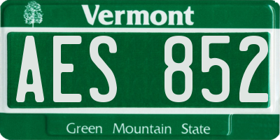 VT license plate AES852