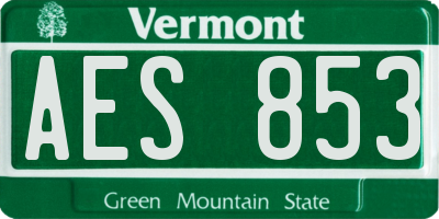 VT license plate AES853