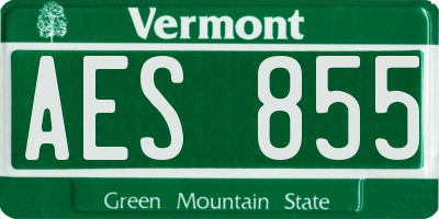 VT license plate AES855
