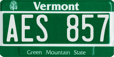 VT license plate AES857
