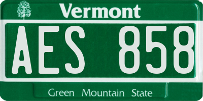 VT license plate AES858