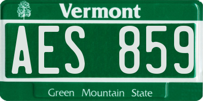 VT license plate AES859