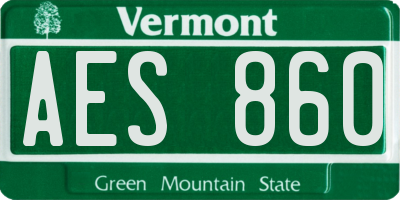 VT license plate AES860