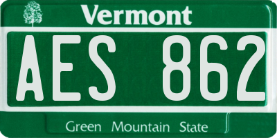 VT license plate AES862