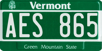 VT license plate AES865