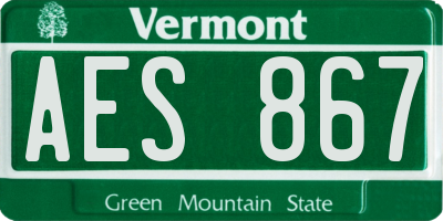 VT license plate AES867