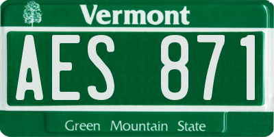 VT license plate AES871