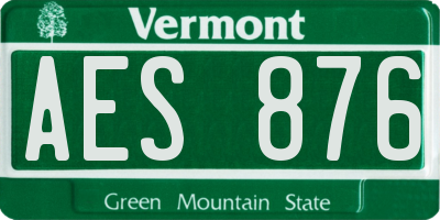 VT license plate AES876