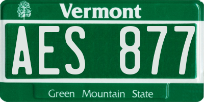 VT license plate AES877