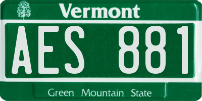 VT license plate AES881