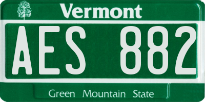 VT license plate AES882