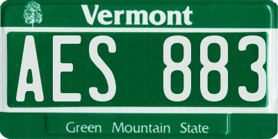 VT license plate AES883
